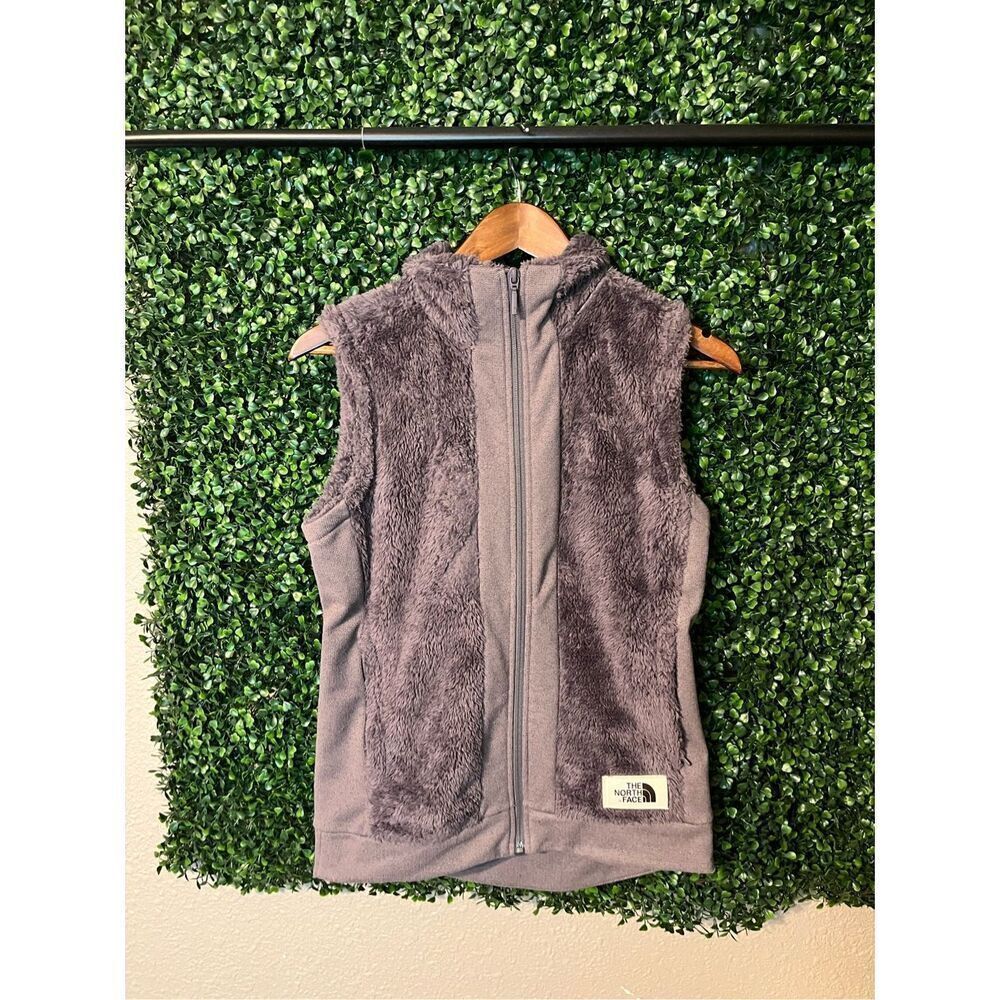 THE NORTH FACE GRAY FUZZY VEST SIZE XS
